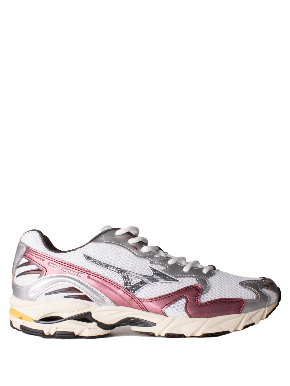 MIZUNO-WAVE RIDER 10-D1GA2431 14 WHITE/BLACK SAND/SYRAH