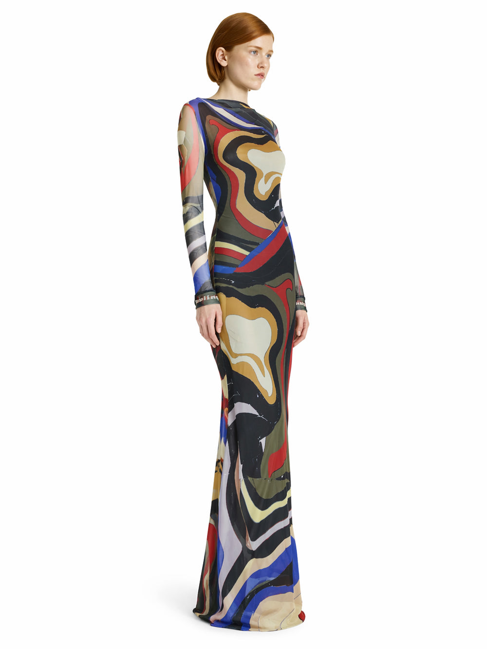 OTTOLINGER-MESH LONGSLEEVE MAXI DRESS-101.504801.02 PSYCHEDELIC