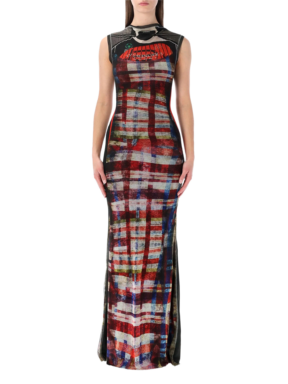 OTTOLINGER-MESH MAXI GOWN-10150030106 RACING PLAID