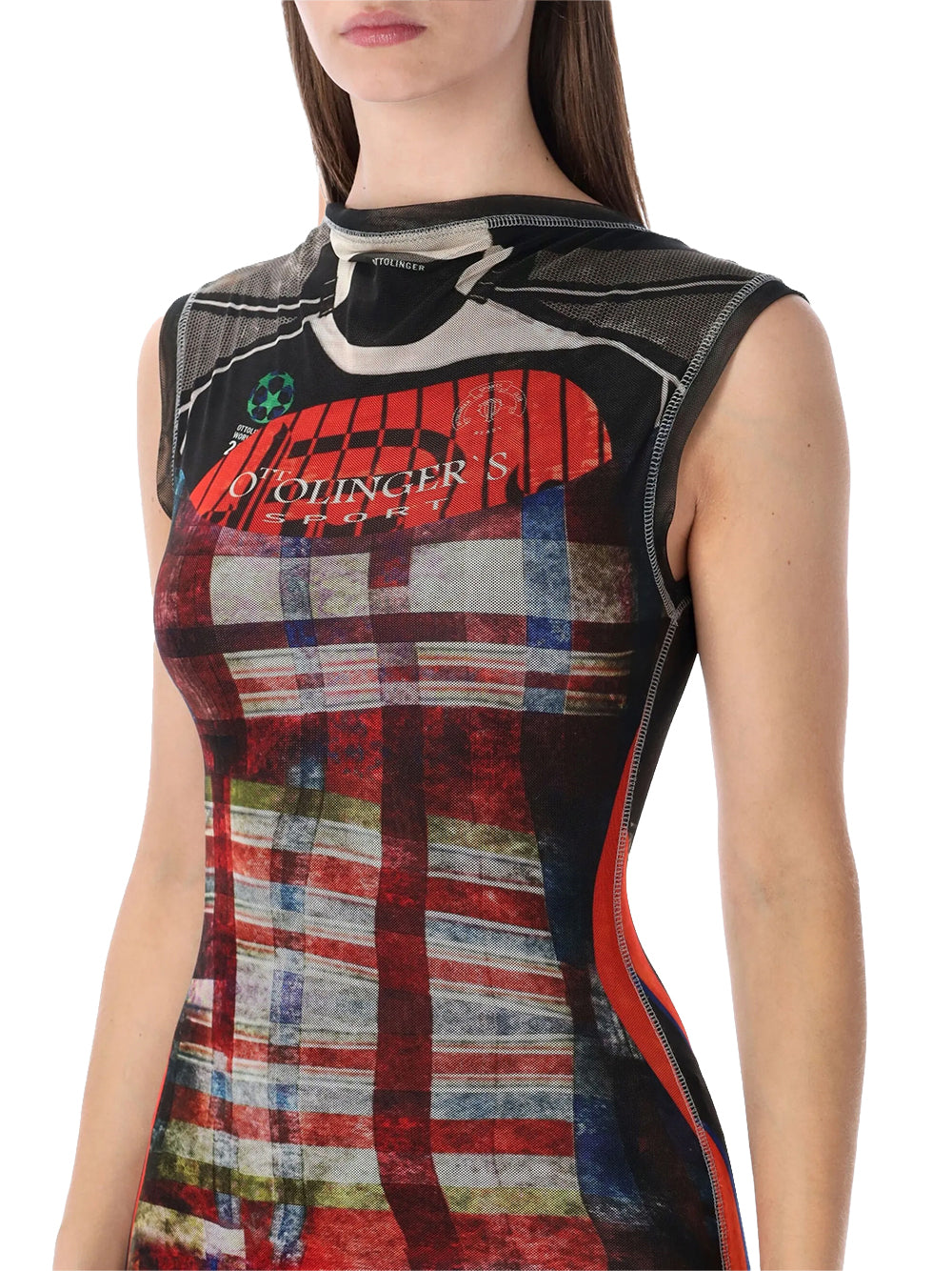 OTTOLINGER-MESH MAXI GOWN-10150030106 RACING PLAID