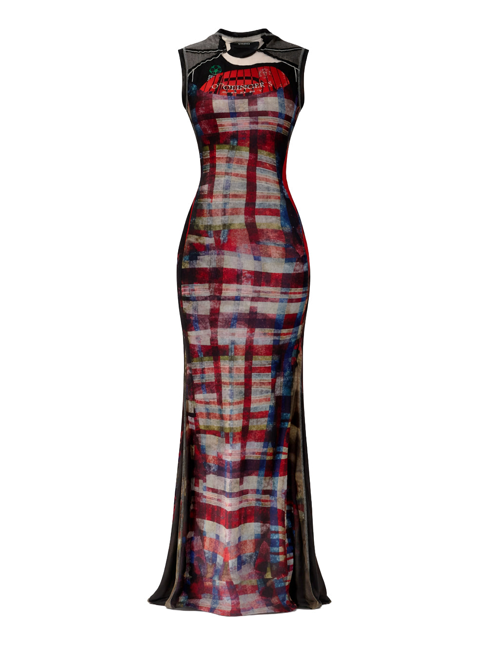 OTTOLINGER-MESH MAXI GOWN-10150030106 RACING PLAID