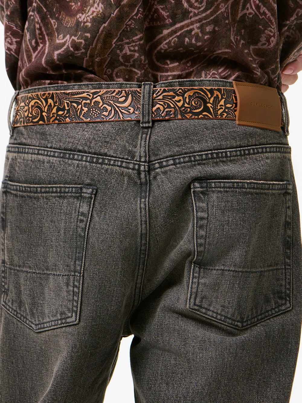 OUR LEGACY-4 CM BELT-A2268BP PAISLEY BLACK VINTAGE LEATHER