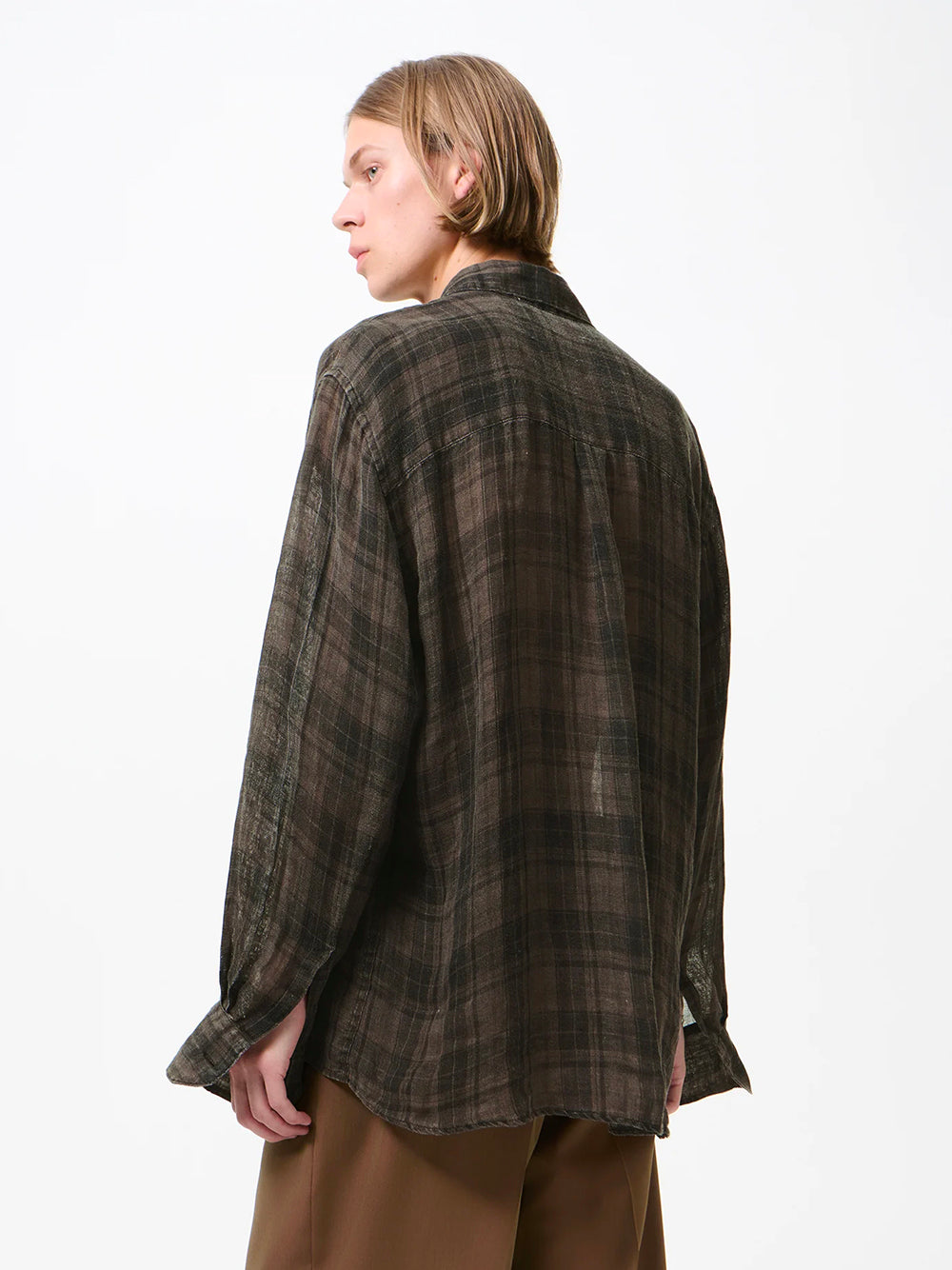 OUR LEGACY-ABOVE SHIRT-M2262AP PENUMBRA CHECK SHEERCOAT LINEN