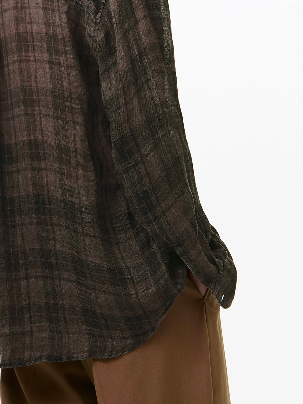 OUR LEGACY-ABOVE SHIRT-M2262AP PENUMBRA CHECK SHEERCOAT LINEN