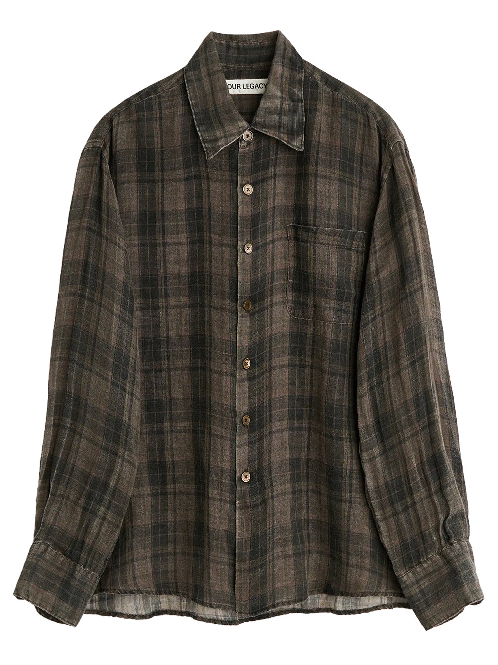 OUR LEGACY-ABOVE SHIRT-M2262AP PENUMBRA CHECK SHEERCOAT LINEN