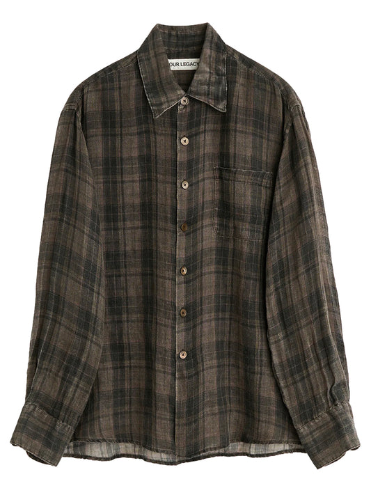 OUR LEGACY-ABOVE SHIRT-M2262AP PENUMBRA CHECK SHEERCOAT LINEN