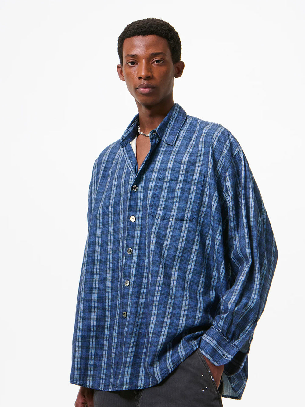 OUR LEGACY-BORROWED SHIRT-M2262BCP CHECK PLEASE PRINT
