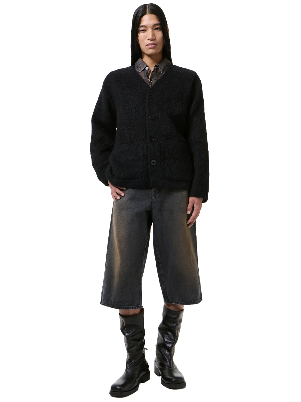 OUR LEGACY-CARDIGAN-M4206CBM BLACK MOHAIR