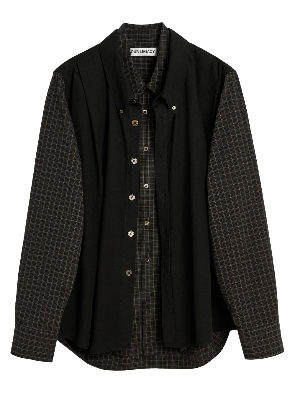 OUR LEGACY-DOUBLE BORROWED SHIRT-M4252DB BLACK FAUX LUMBERJACK CHEK