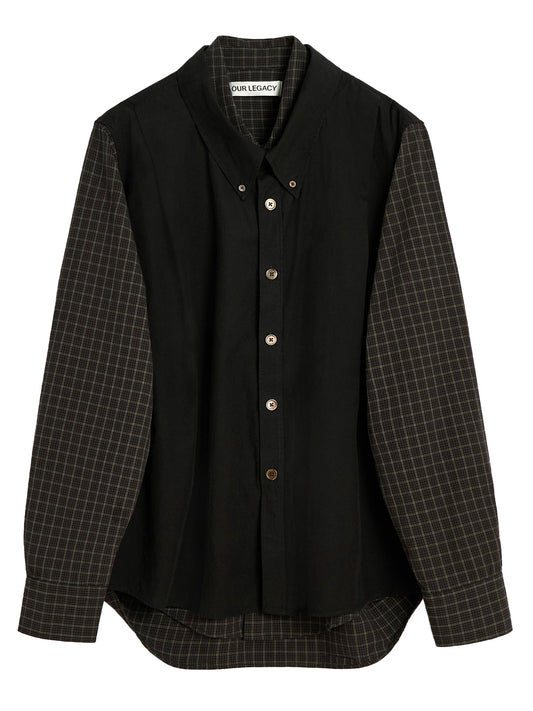OUR LEGACY-DOUBLE BORROWED SHIRT-M4252DB BLACK FAUX LUMBERJACK CHEK