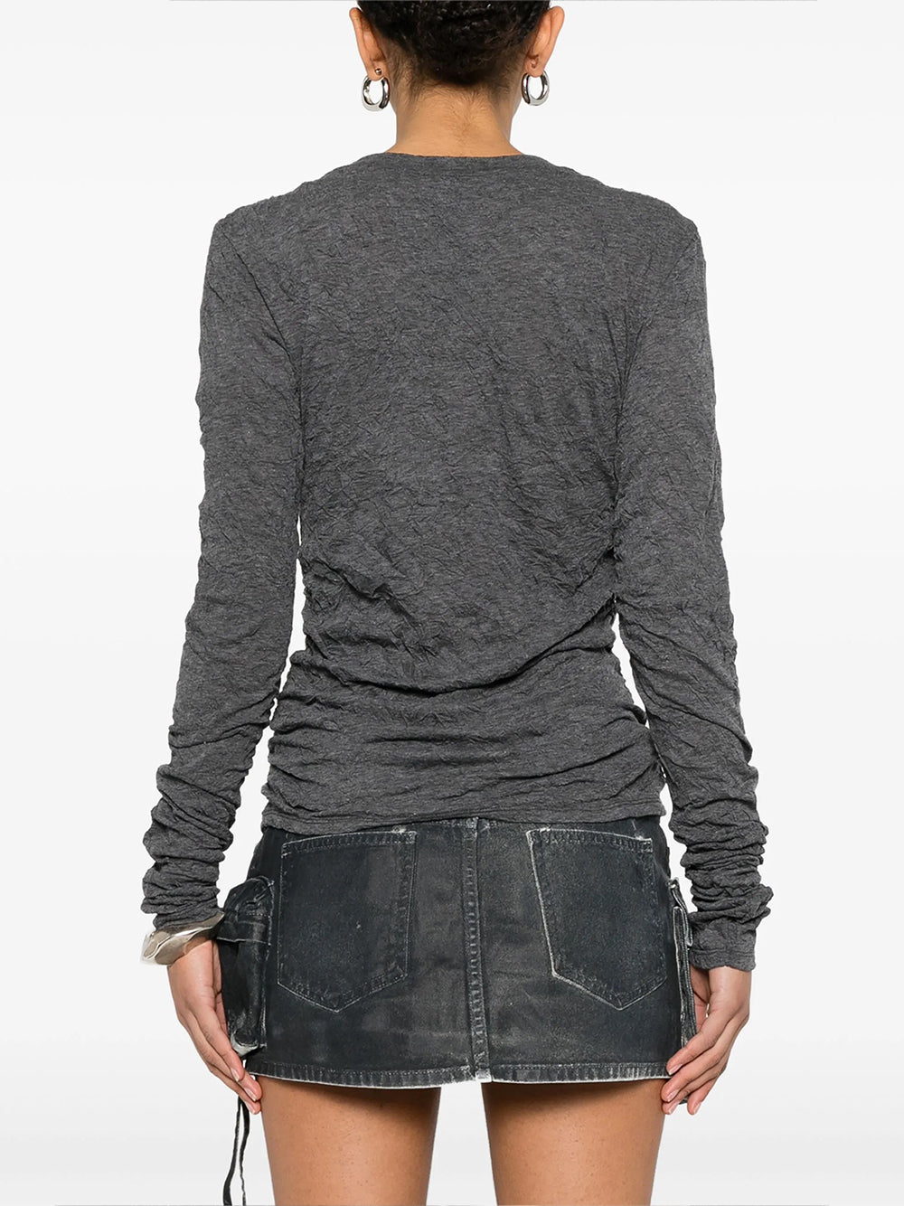 OUR LEGACY-STRAIN SLIM LONGSLEEVE-W2256A4 ANTHRACITE CRINKLE GAUZE