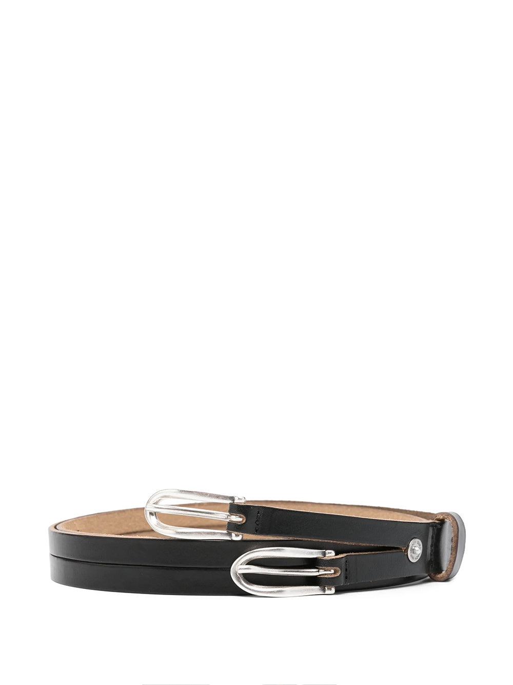 OUR LEGACY-TWIN TONGUE BELT-A2258TBC BLACK CHROMEXCEL LEATHER