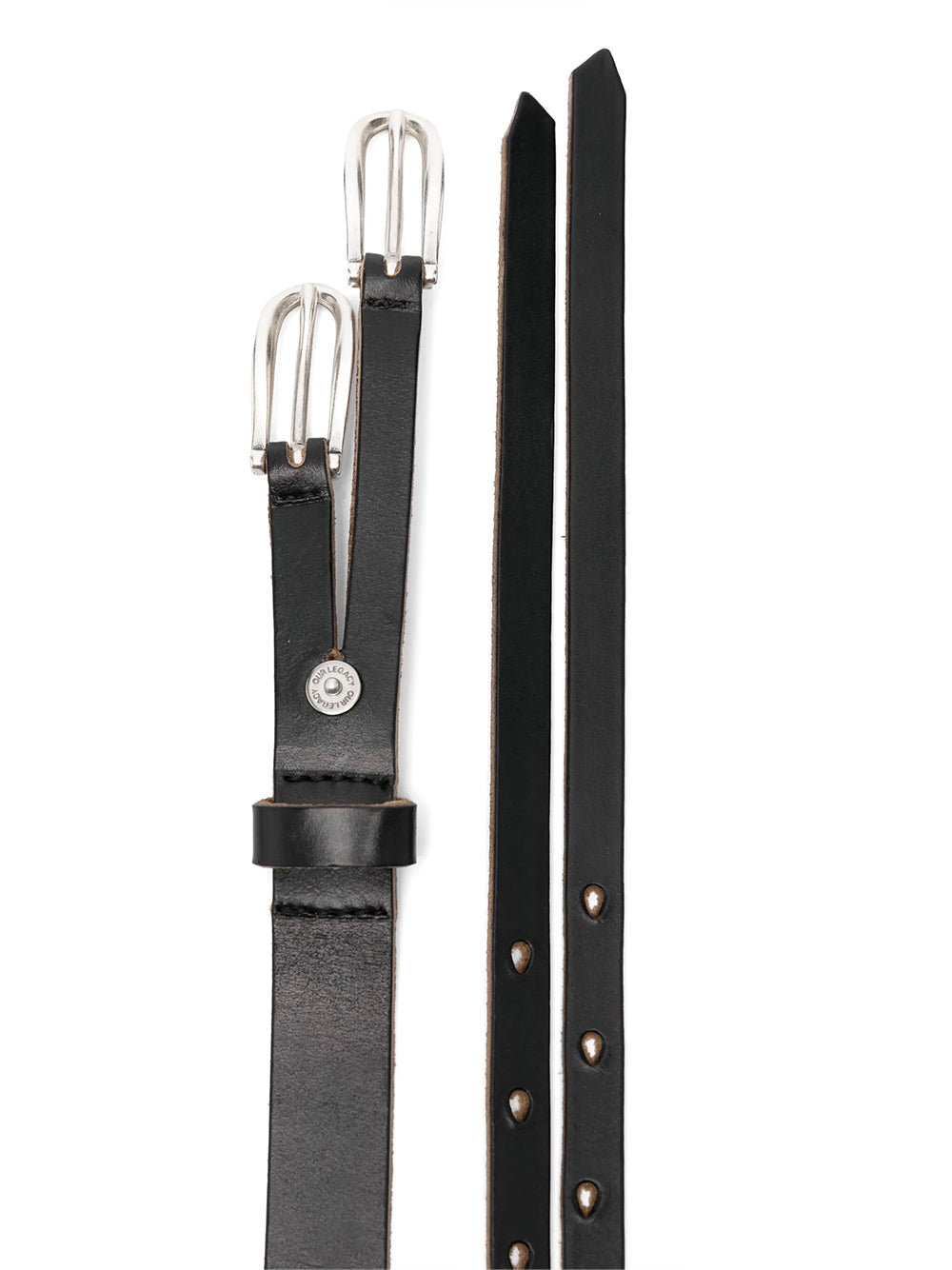 OUR LEGACY-TWIN TONGUE BELT-A2258TBC BLACK CHROMEXCEL LEATHER