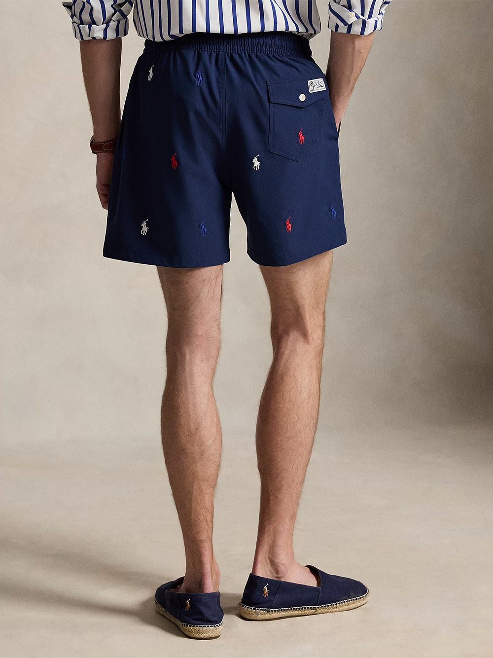 POLO RALPH LAUREN-5.75-INCH TRAVELER CLASSIC SWIM TRUNK-710957786001 NEWPORT NAVY W/AOE PP