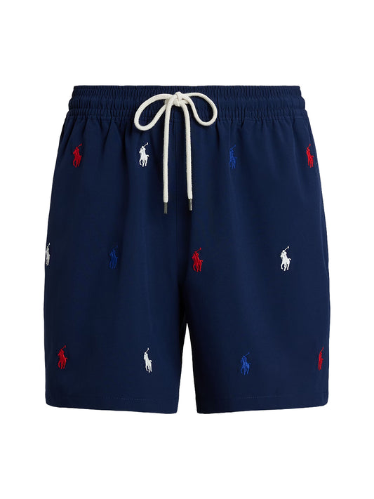 POLO RALPH LAUREN-5.75-INCH TRAVELER CLASSIC SWIM TRUNK-710957786001 NEWPORT NAVY W/AOE PP