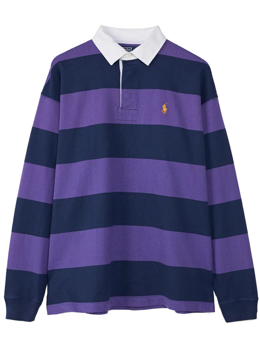 POLO RALPH LAUREN-BIG FIT STRIPED JERSEY RUGBY SHIRT-710B26240003 TIE PRPL/DRK CBLT