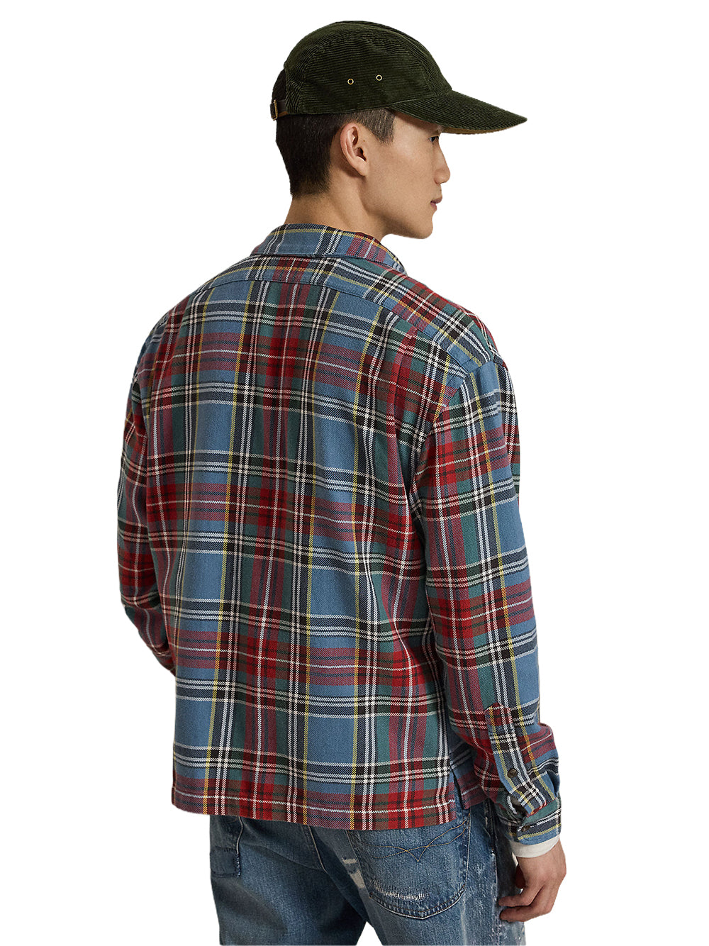 POLO RALPH LAUREN-CLASSIC FIT PLAID FLANNEL CAMP SHIRT-710B24184001 7387 BLUE RED MULTI