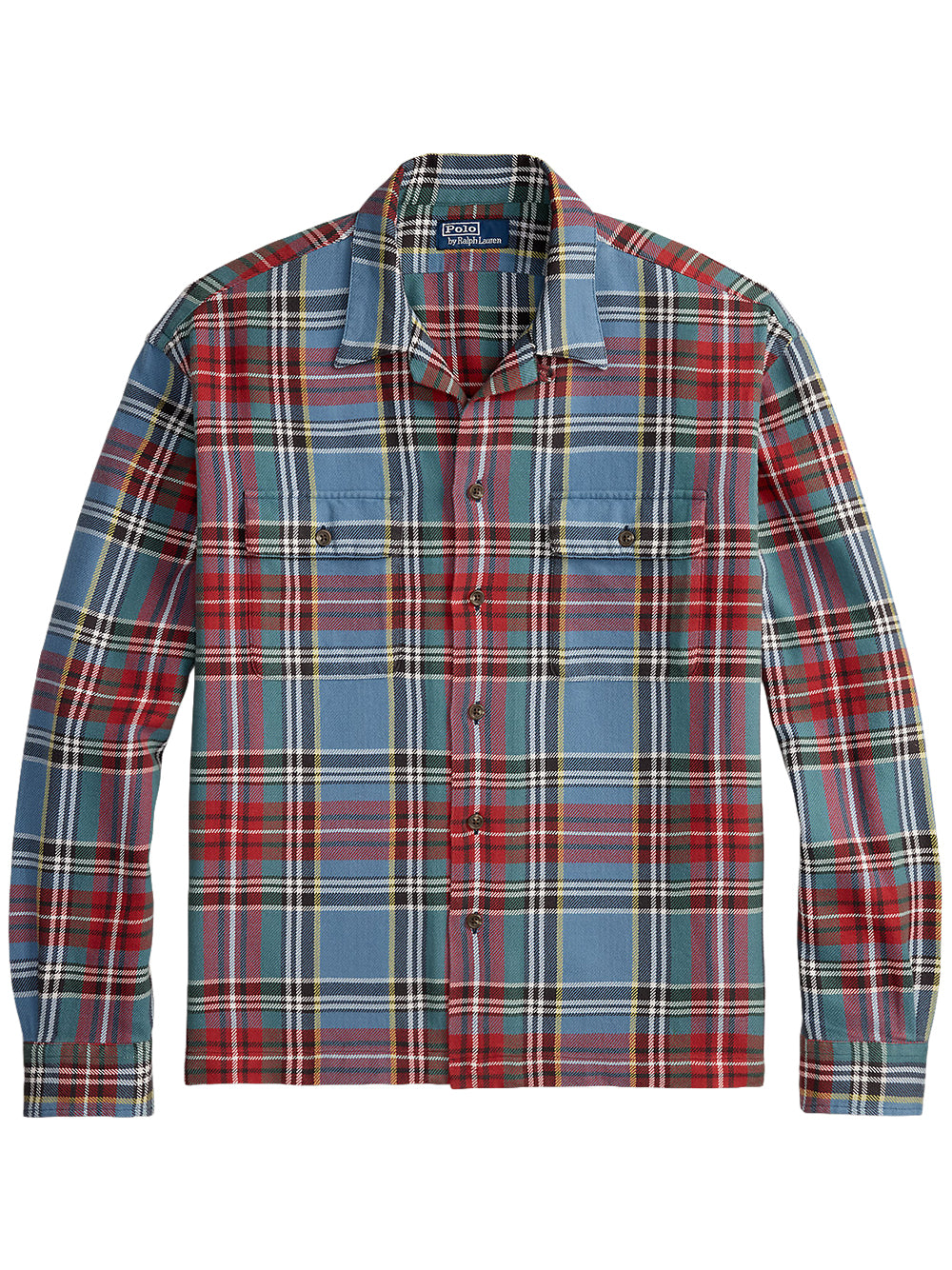 POLO RALPH LAUREN-CLASSIC FIT PLAID FLANNEL CAMP SHIRT-710B24184001 7387 BLUE RED MULTI