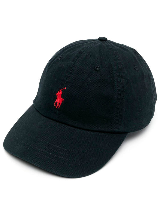 POLO RALPH LAUREN-COTTON CHINO BASEBALL CAP-710548524012 POLO BLACK/ RL 2000 RED