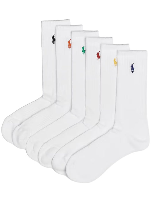 POLO RALPH LAUREN-CREW SOCK-6 PACK-449P22326001 WHITE ASSORTED