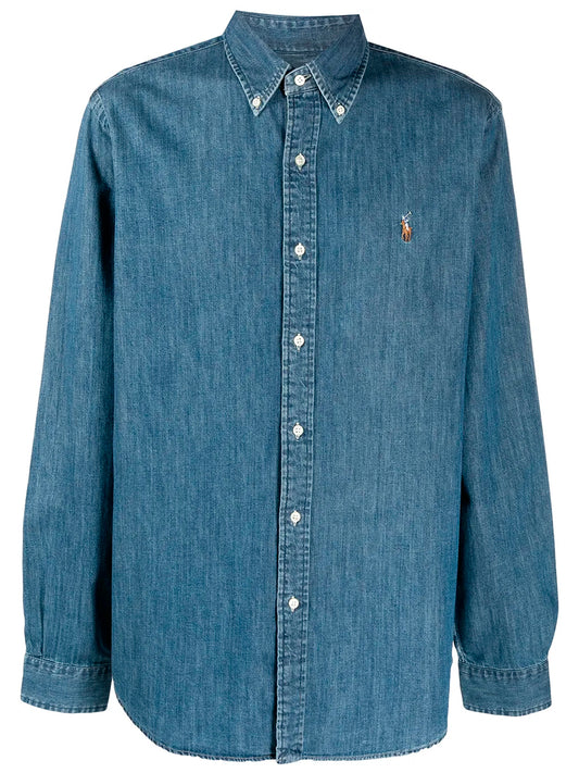 POLO RALPH LAUREN-CUSTOM FIT DENIM SHIRT-710792043001 DENIM