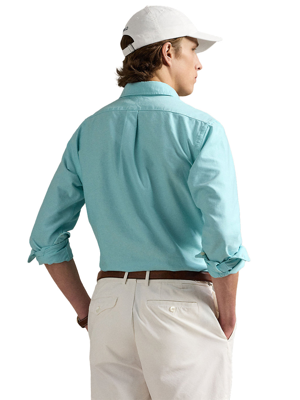 POLO RALPH LAUREN-CUSTOM FIT OXFORD SHIRT-710805562010 AEGEAN BLUE