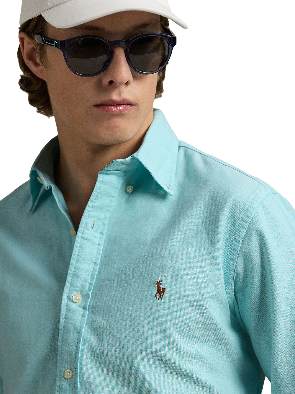 POLO RALPH LAUREN-CUSTOM FIT OXFORD SHIRT-710805562010 AEGEAN BLUE