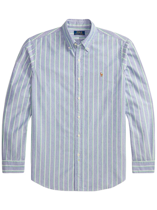 POLO RALPH LAUREN-CUSTOM FIT STRIPED OXFORD SHIRT-710B15604001 259D NAVY GREEN MULTI