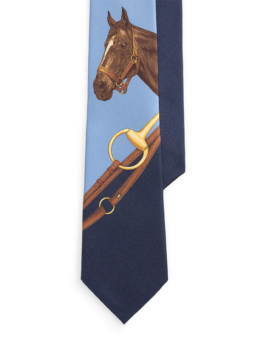 POLO RALPH LAUREN-EQUESTRIAN PRINT SILK TIE-712B13469001 NAVY