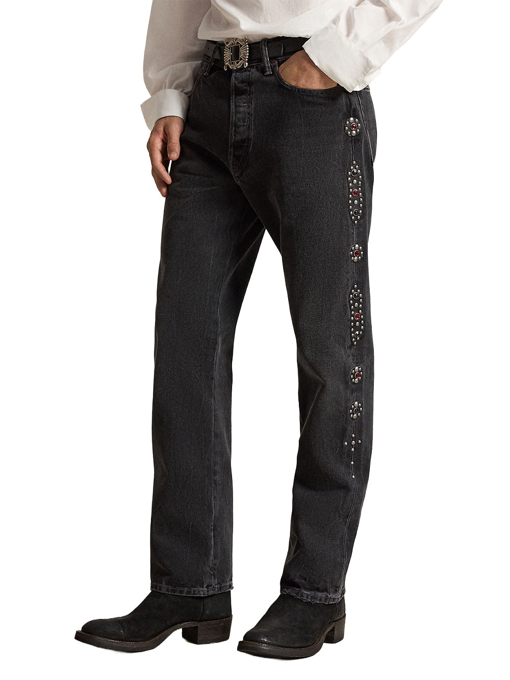 POLO RALPH LAUREN-HERITAGE STRAIGHT FIT STUDDED JEANS-710B24581001 SHOTWELL