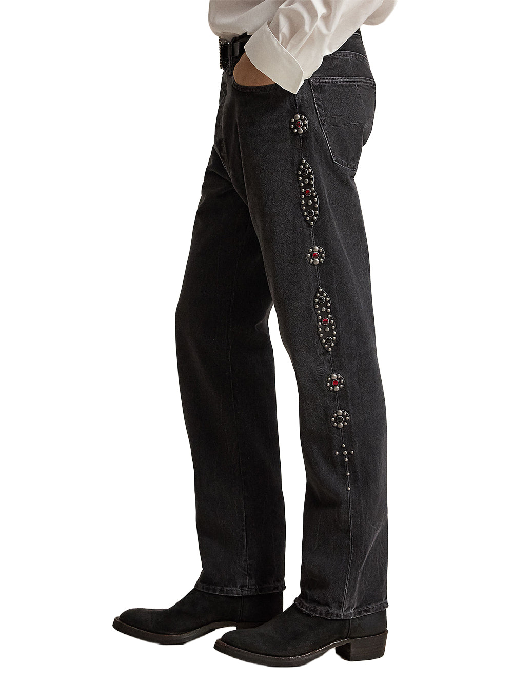 POLO RALPH LAUREN-HERITAGE STRAIGHT FIT STUDDED JEANS-710B24581001 SHOTWELL