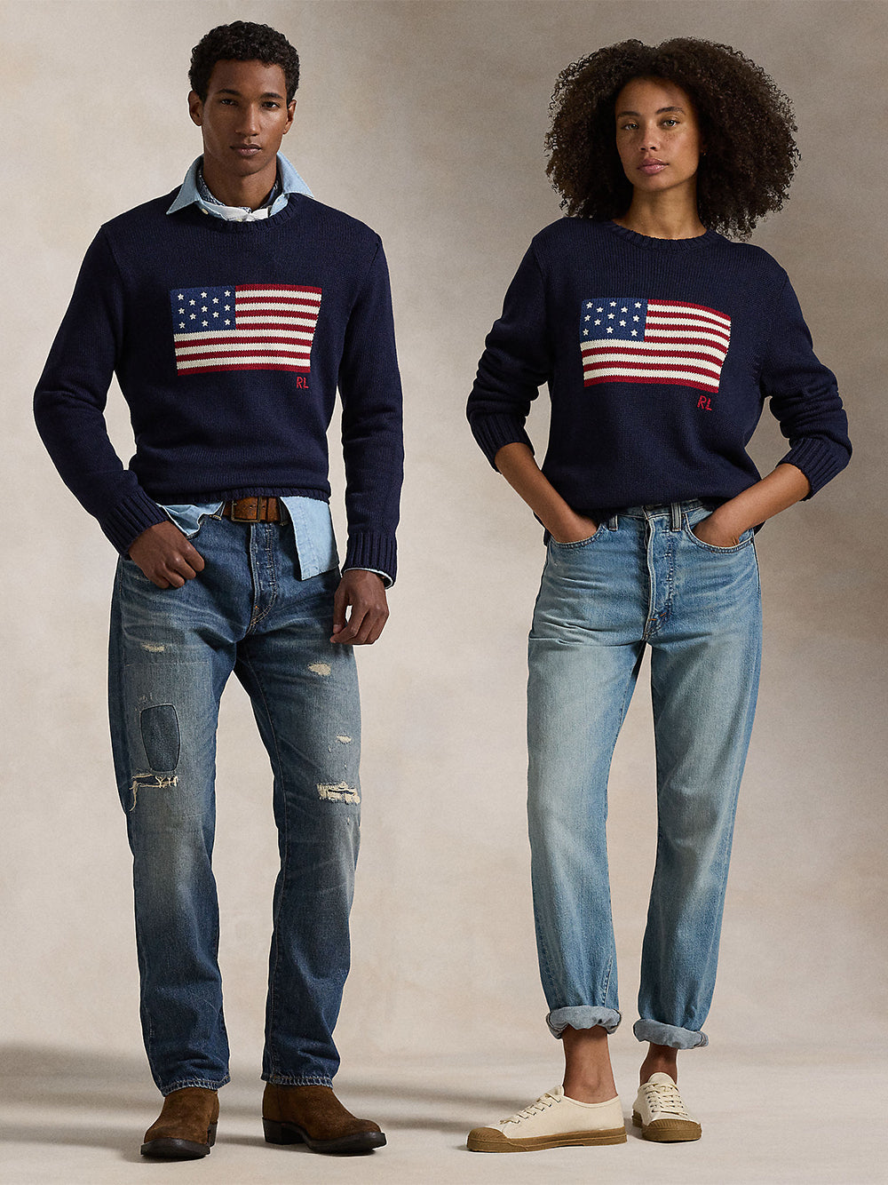 POLO RALPH LAUREN-LONG SLEEVE FLAG PULLOVER-710718281006 HUNTER NAVY