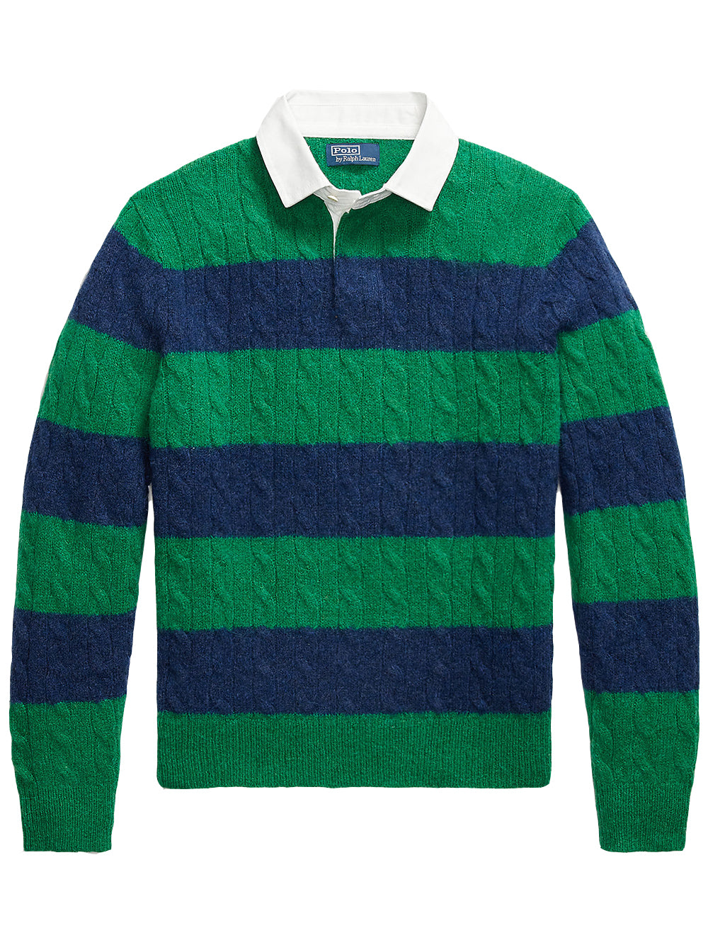 POLO RALPH LAUREN-LONG SLEEVE RUGBY PULLOVER-710979096001 GREEN NAVY COMBO