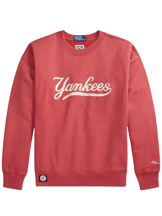POLO RALPH LAUREN-NY YANKEES KNIT SWEATSHIRT-710B14459001 SUNRISE RED