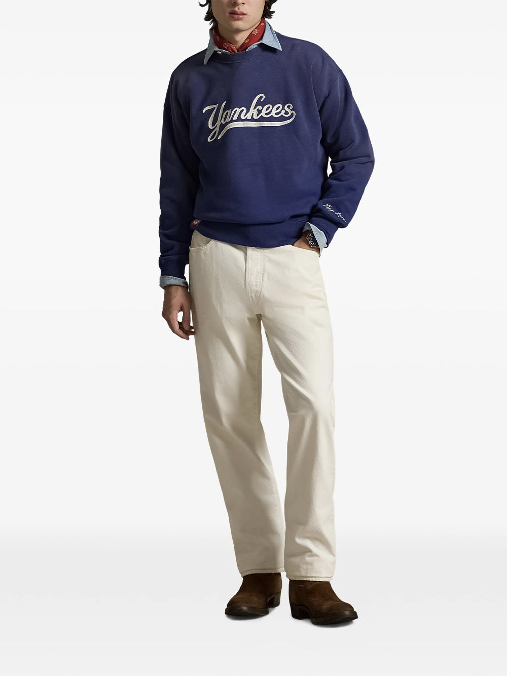 POLO RALPH LAUREN-NY YANKEES KNIT SWEATSHIRT-710B14459002 FRESHWATER