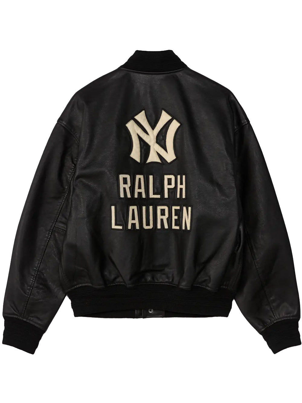 POLO RALPH LAUREN-NY YANKEES LEATHER WOVEN JACKET-710B27168001 POLO BLACK