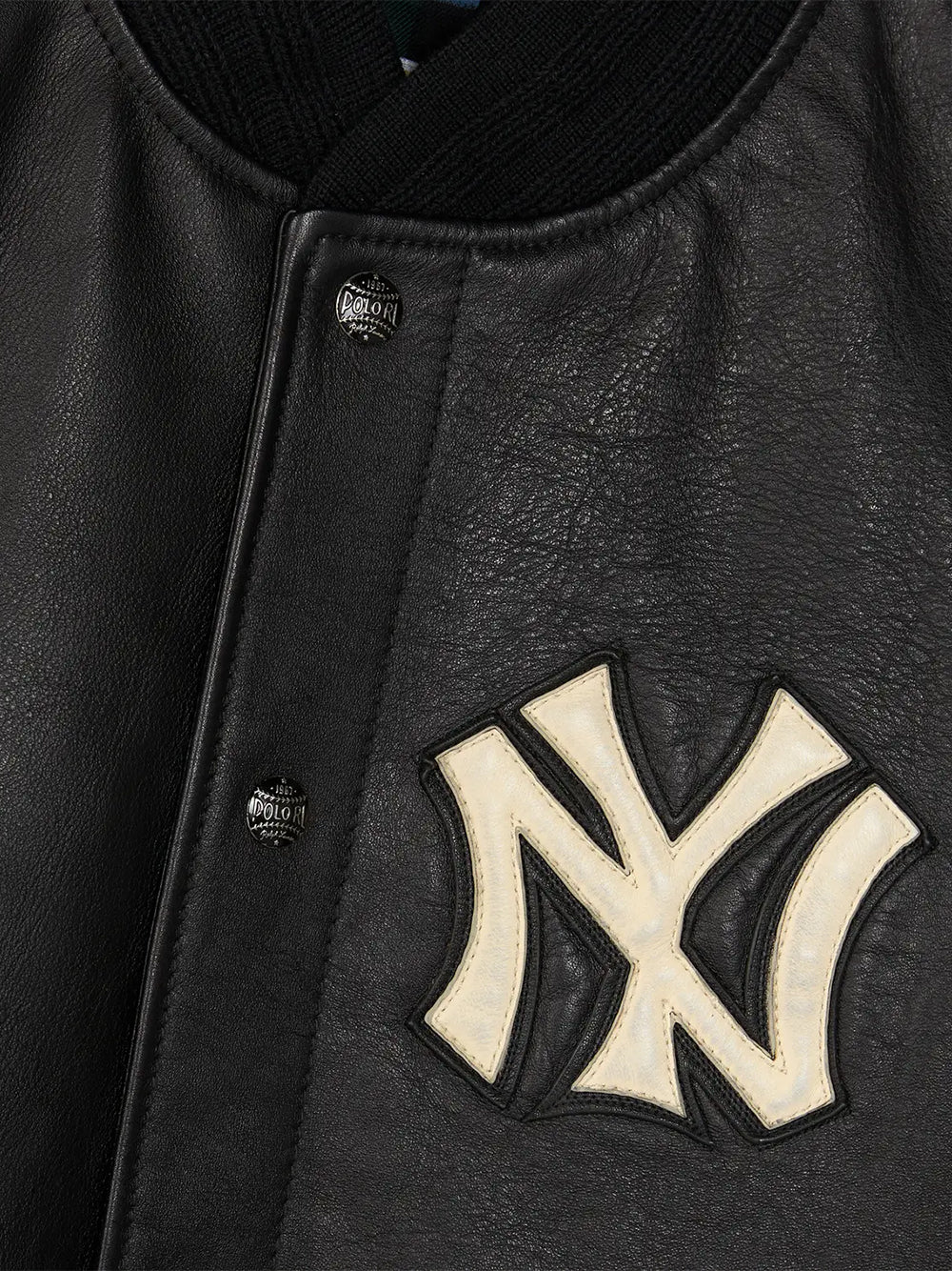 POLO RALPH LAUREN-NY YANKEES LEATHER WOVEN JACKET-710B27168001 POLO BLACK