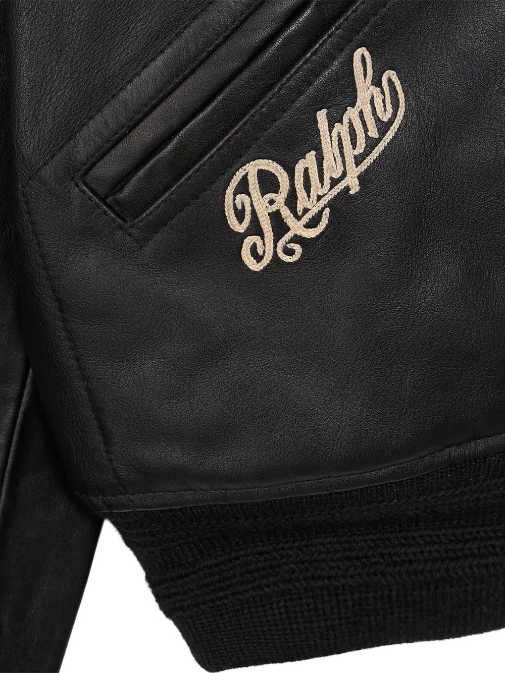 POLO RALPH LAUREN-NY YANKEES LEATHER WOVEN JACKET-710B27168001 POLO BLACK