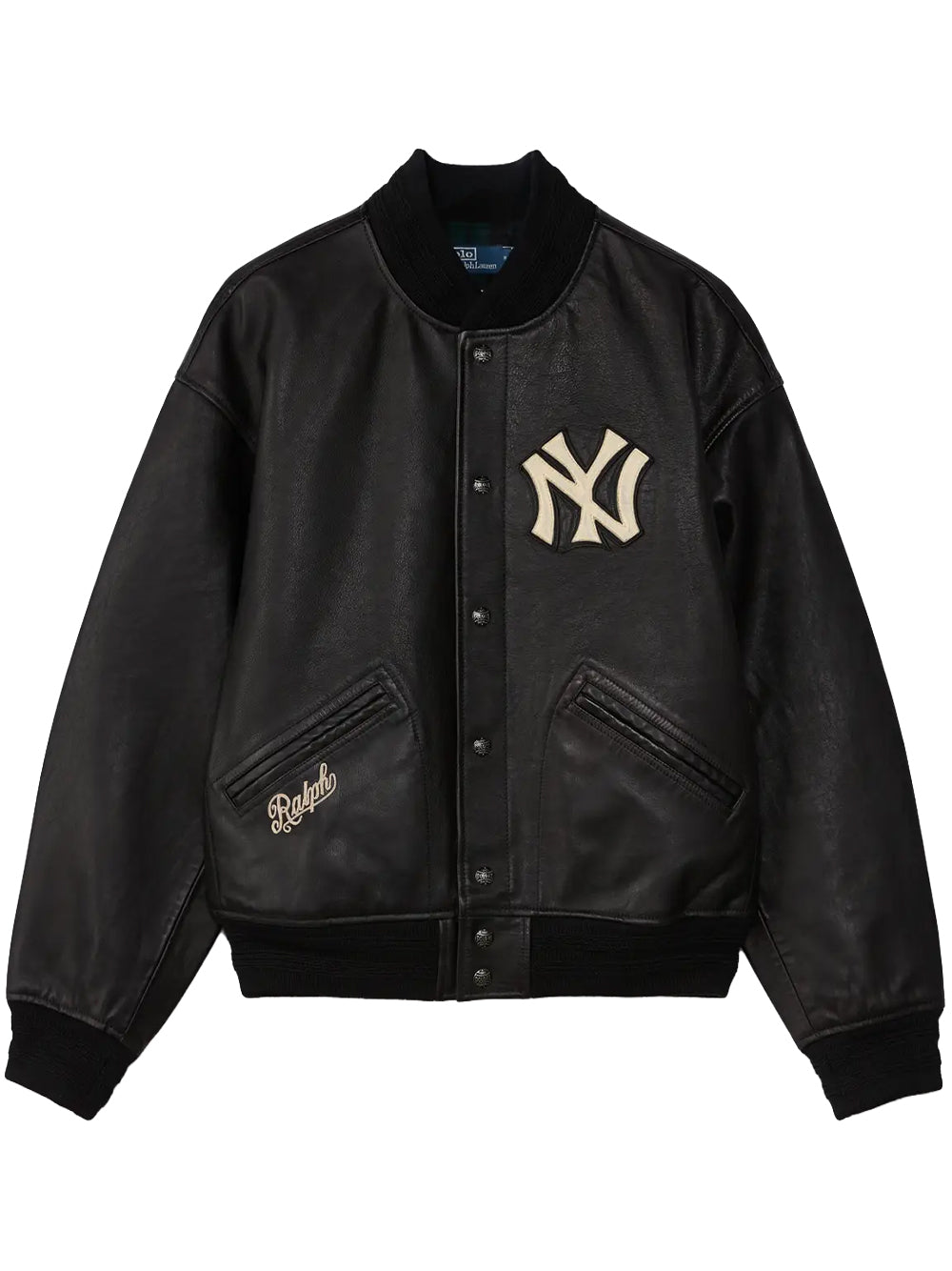 POLO RALPH LAUREN-NY YANKEES LEATHER WOVEN JACKET-710B27168001 POLO BLACK