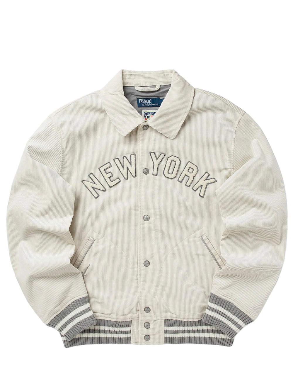 POLO RALPH LAUREN-NY YANKEES LINED BOMBER-710982817001 CORDUROY ANTIQUE CREAM
