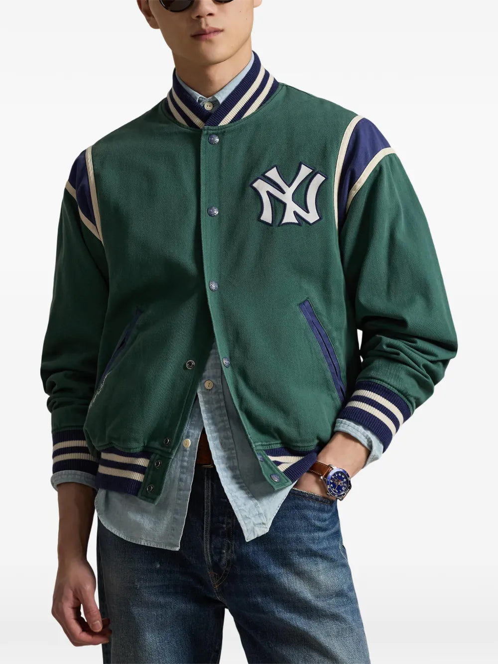 POLO RALPH LAUREN-NY YANKEES WOVEN BOMBER JACKET-710B14476001 WASHED FOREST