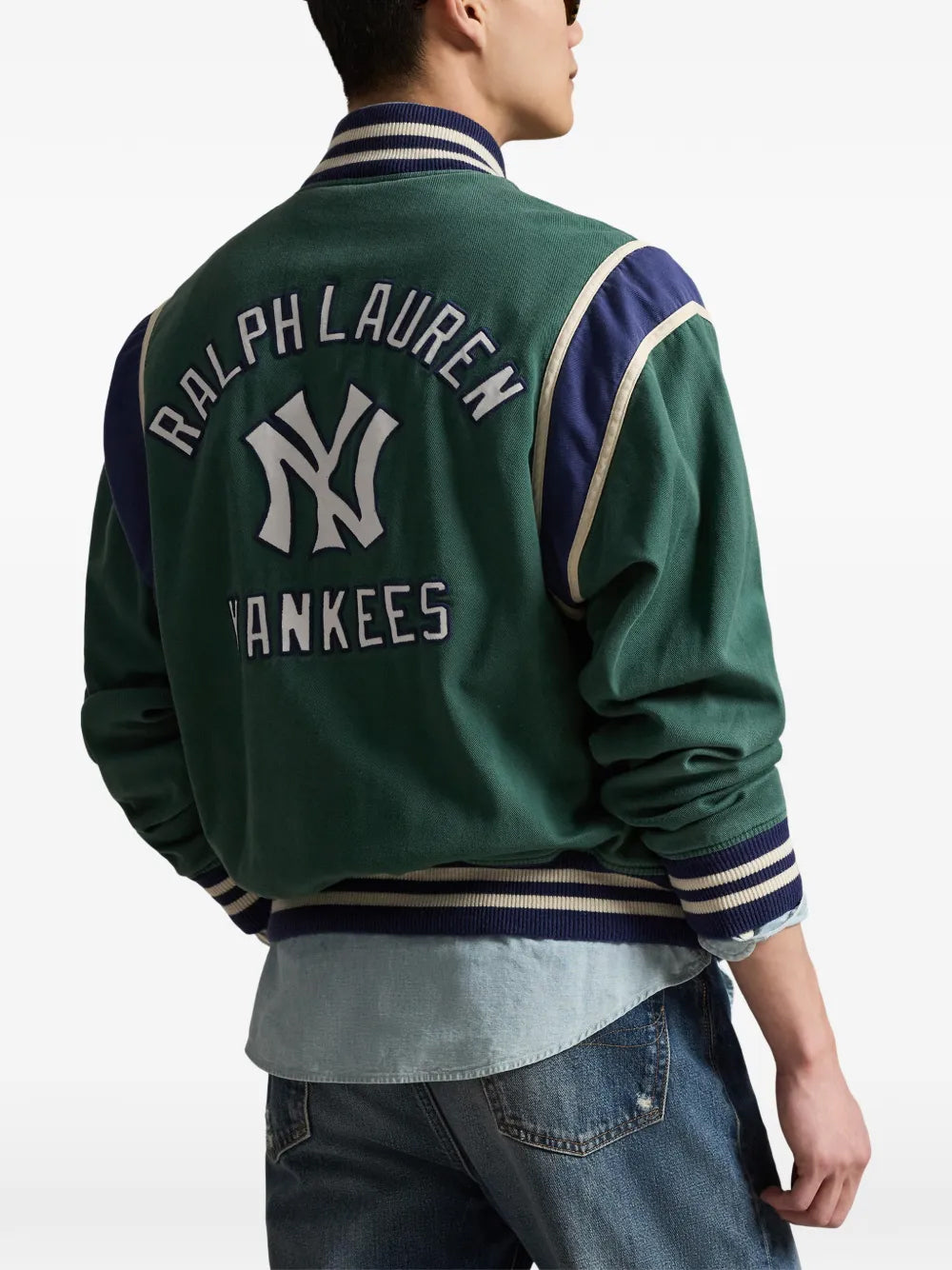 POLO RALPH LAUREN-NY YANKEES WOVEN BOMBER JACKET-710B14476001 WASHED FOREST