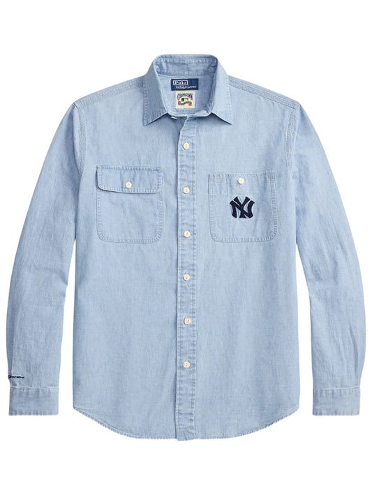 POLO RALPH LAUREN-NY YANKEES WOVEN SPORT SHIRT-710B14465001 7234 LT INDIGO