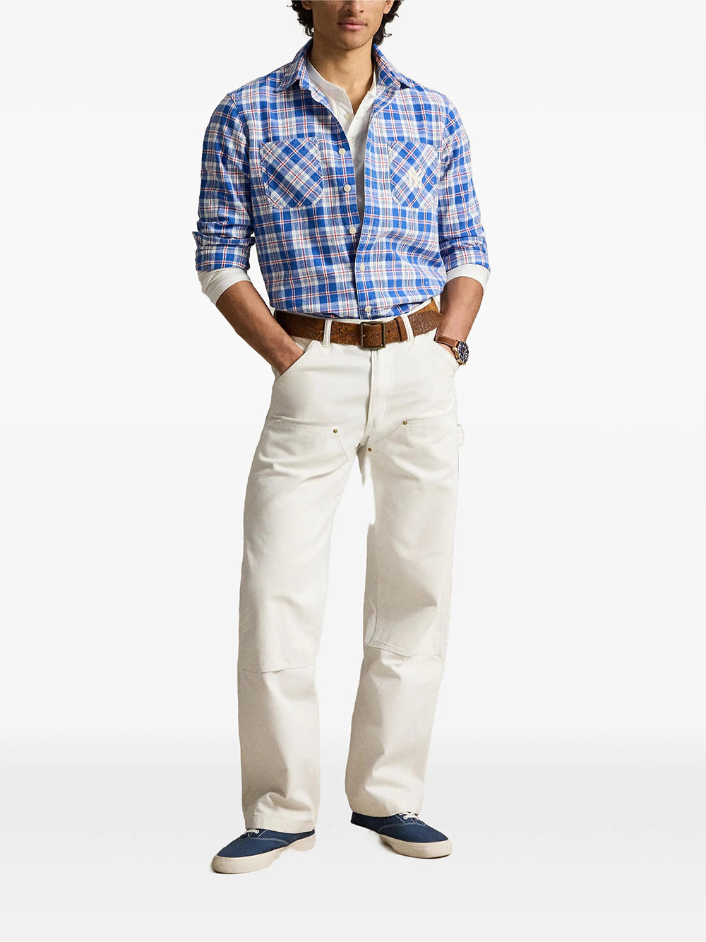 POLO RALPH LAUREN-NY YANKEES WOVEN SPORT SHIRT-710B14480001 BLUE RED MUTLI
