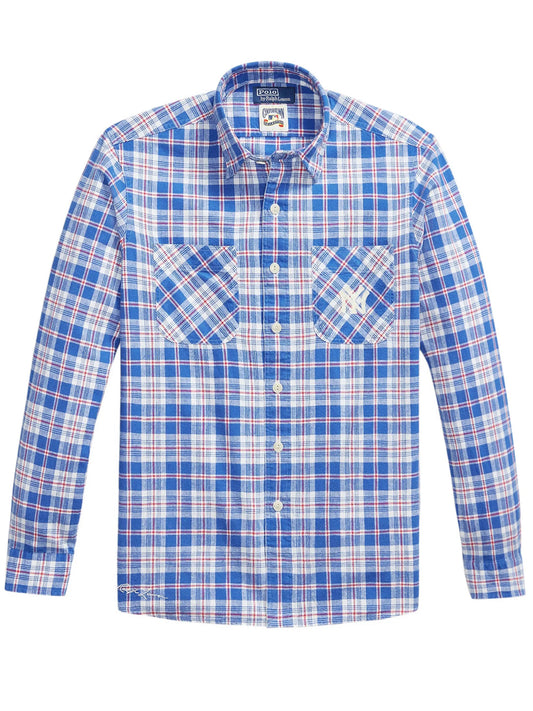 POLO RALPH LAUREN-NY YANKEES WOVEN SPORT SHIRT-710B14480001 BLUE RED MUTLI