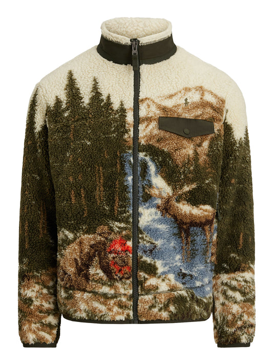 POLO RALPH LAUREN-PILE FLEECE GRAPHIC JACKET-710980791001 OUTDOORSMAN SCENIC