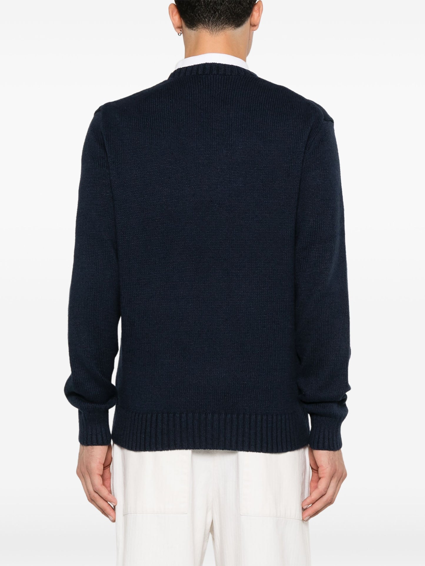 POLO RALPH LAUREN-POLO BEAR COTTON-LINEN SWEATER-710946137001 BEAR NAVY