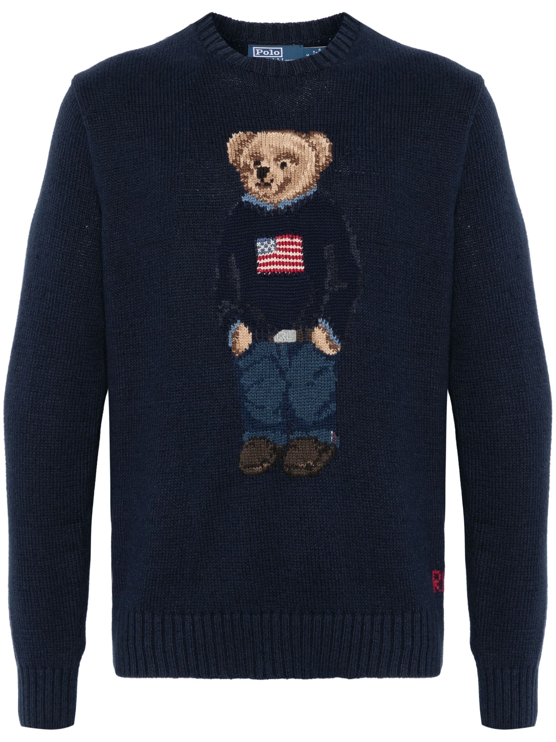 POLO RALPH LAUREN-POLO BEAR COTTON-LINEN SWEATER-710946137001 BEAR NAVY