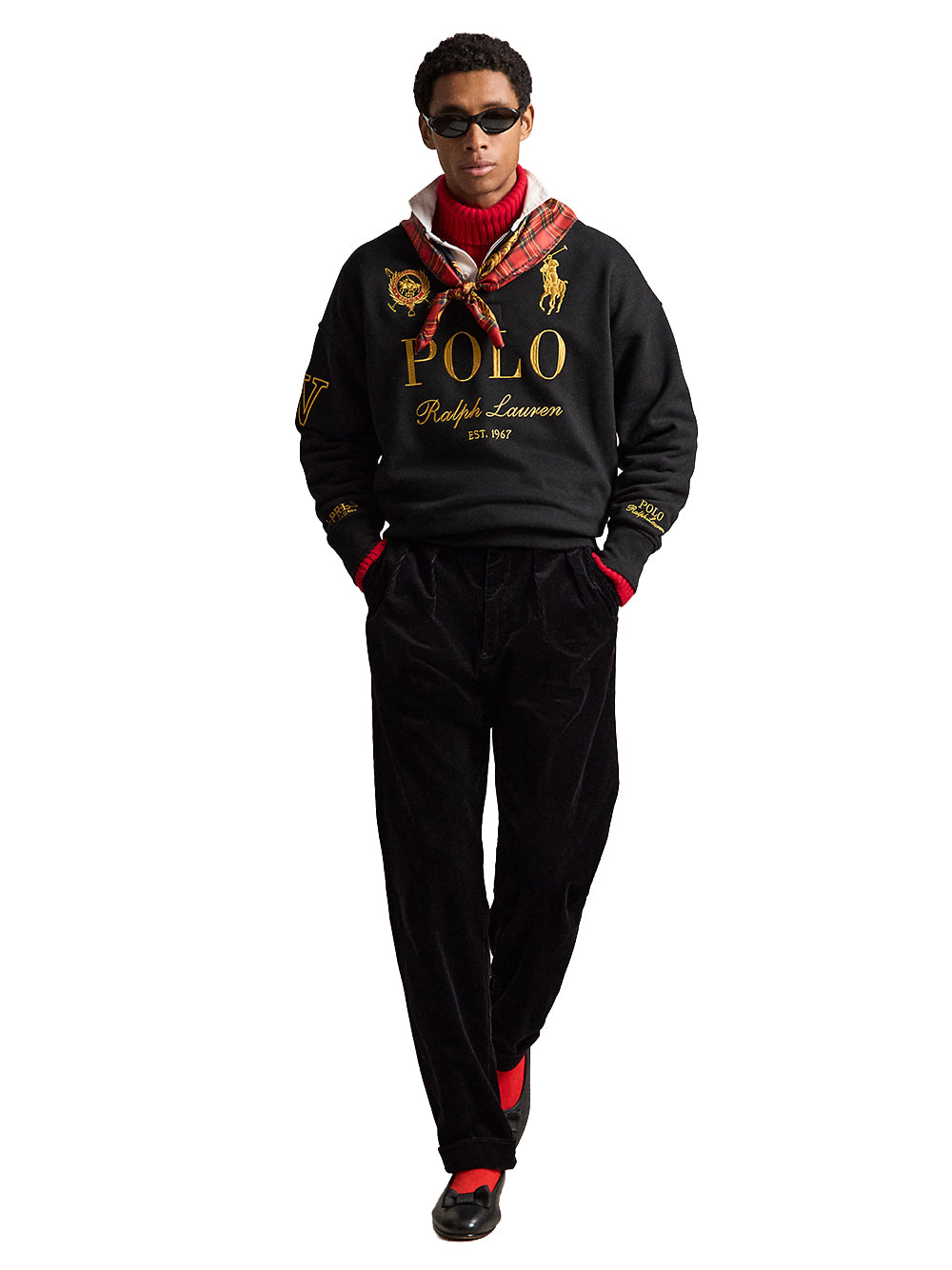 POLO RALPH LAUREN-RELAXED FIT BIG PONY RUGBY SWEATSHIRT-710B28609001 POLO BLACK