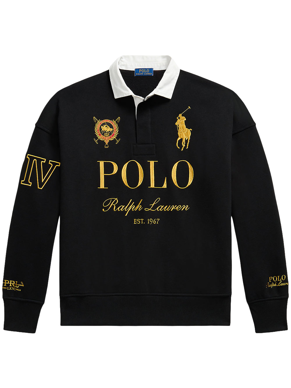 POLO RALPH LAUREN-RELAXED FIT BIG PONY RUGBY SWEATSHIRT-710B28609001 POLO BLACK